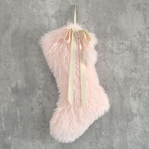 Personalized Christmas Stocking | Personalized Fur Family Stockings | Bohemian Velvet Stocking | Kids Knit Stockings (name tag NOT included) 8. Baby Pink Faux Fur