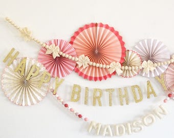 Felt Garland | Felt Bow Garland | Boho Decor | Reusable Happy Birthday Banner |  Birthday Party Decor | Name Garland | Personalized Banner
