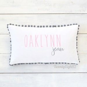 Personalized Throw Pillow Throw Pillow, Personalized Gift, Name Pillow, Pillow Cover, Pink Pillow, Pillow Cover, Keepsake Bild 1