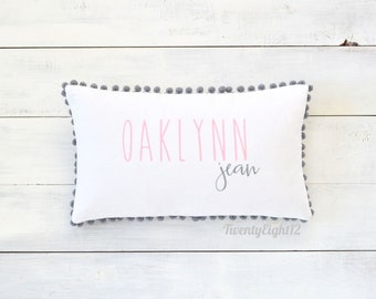 Personalized Throw Pillow - Throw Pillow, Personalized Gift, Name Pillow, Pillow Cover, Pink Pillow, Pillow Cover,  Keepsake