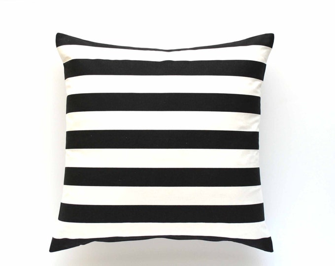 Black and White Striped Pillow Cover 20 X 20 Etsy