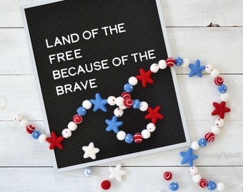 Felt Ball Garland - 4th of July Felt Garland,  Felt Garland, Red White and Blue Garland, July 4th Decor, July 4th Garland, USA, 4th of July