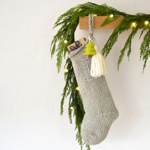 Personalized Christmas Stocking | Personalized Fur Family Stockings | Bohemian Velvet Stocking | Kids Knit Stockings (name tag NOT included) 9. Gray Wool Knit