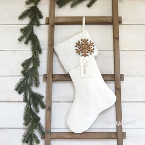 Christmas Stocking -Personalized Christmas Stocking, Christmas Decor, Christmas Stocking, Velvet Stocking, White Faux Fur Christmas Stocking