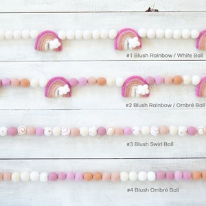 Rainbow Felt Ball Garland, Girls Room Decor, Blush Rainbow Garland ...
