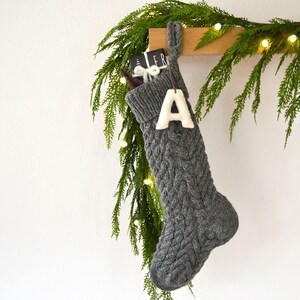 Personalized Christmas Stocking | Personalized Fur Family Stockings | Bohemian Velvet Stocking | Kids Knit Stockings (name tag NOT included) 12. Gray Wool Cable Knit
