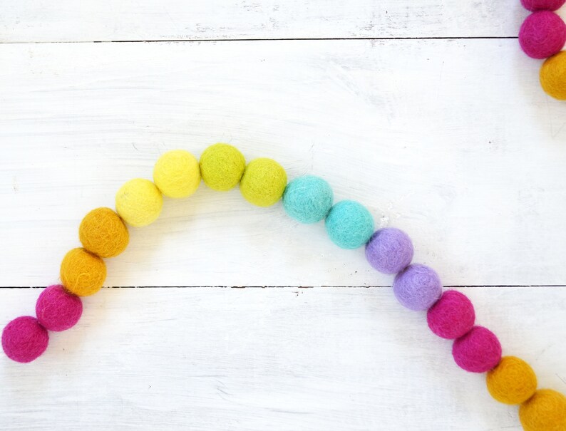 Felt Ball Garland Kids Room Decor Rainbow Felt Ball Garland Rainbow Banner Rainbow Garland Rainbow Decor Rainbow Party decor Garland