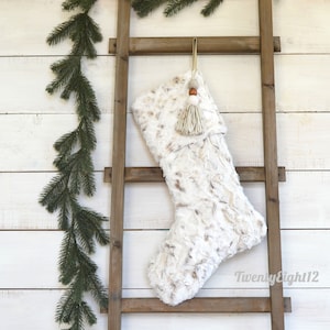 Christmas Stocking- Faux Fur Christmas Stocking, Personalized Christmas Stocking, Neutral Faux Fur Stockings, Dog Stocking, Fur Stockings