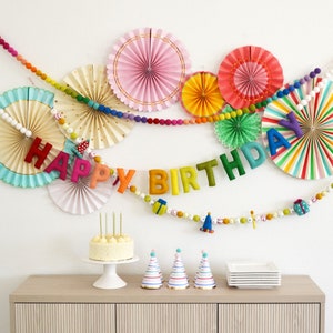 Happy Birthday Felt Ball Garland - Birthday Garland, HAPPY BIRTHDAY banner, Party Garland, Birthday Decor, Party Decor, Felt