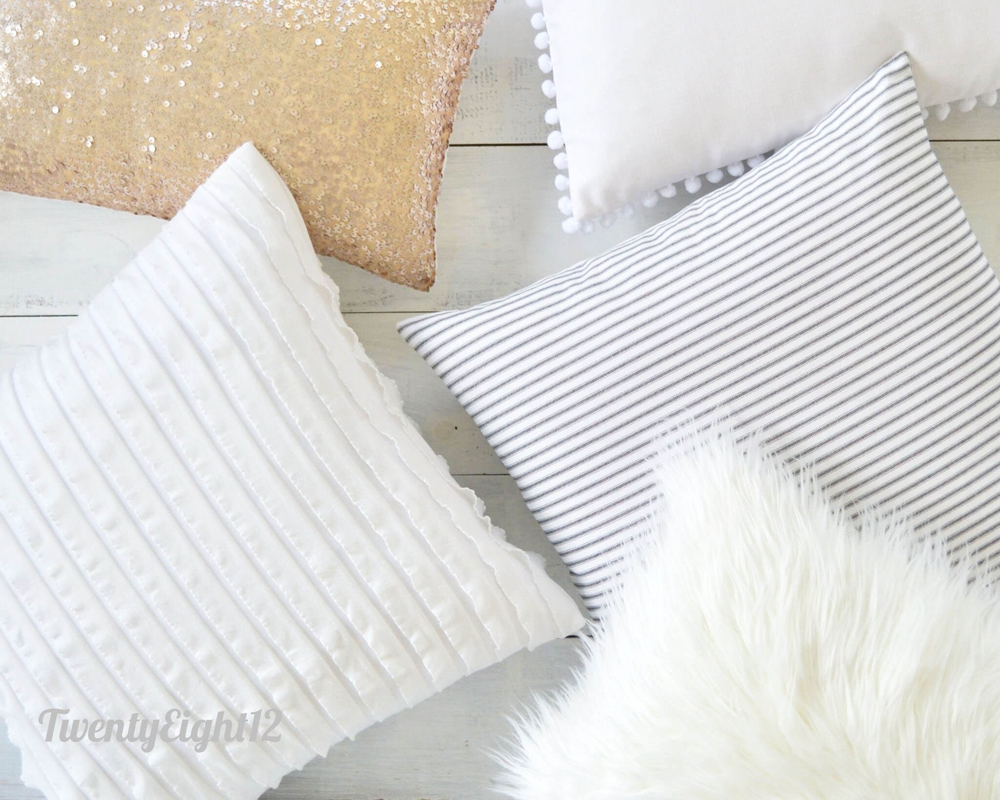 White Pom Pom Pillow Cover Large Poms 7/8 Farmhouse Etsy