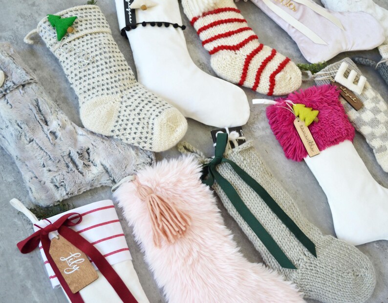 Personalized Christmas Stocking | Personalized Fur Family Stockings | Bohemian Velvet Stocking | Kids Knit Stockings (name tag NOT included) image 16
