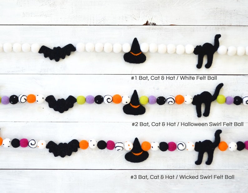 Halloween Felt Ball Garland Felt Ball Garland Halloween Etsy