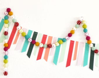 Christmas Felt Garland | Christmas Garland | Garland | Christmas Decor| Christmas Decorations | Holiday Decor | Felt Ball Garland
