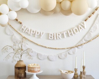 Happy Birthday Felt Banner | Boho Birthday Decorations | Felt Garland | Neutral Birthday Party | First Birthday Banners | Bohemian Birthday