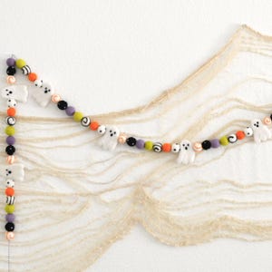 Ghost Halloween Garland - Felt Ball Garland, Halloween Felt Garland, Halloween Decor, Halloween Garland, Felt Ghost, Halloween Decoration