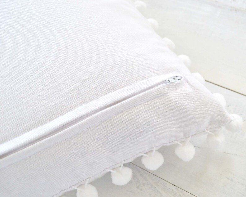 White Pom Pom Pillow Cover Large Poms 7/8 Farmhouse Etsy