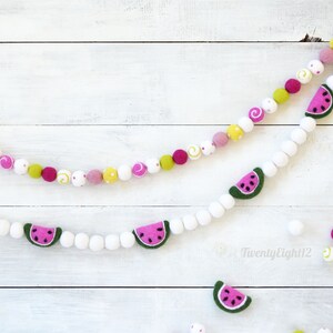 Felt Ball Garland -Watermelon Felt Ball Garland, Summer Felt Ball Garland, Fruit Felt Garland, Felt Garland, Playhouse Decor,Summer Birthday