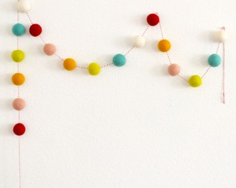 Rainbow Garland | Happy Birthday Banner | Rainbow Party Decorations | Felt Ball Garland | Felt Balls 4cm| Pom Pom Garland | Rainbow Garland