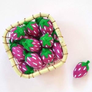 Felt Strawberry | Wool Felt Strawberry | Strawberry For DIY Crafts | Strawberry Decor | Felt Fruit Strawberry | Pink Felt Strawberry