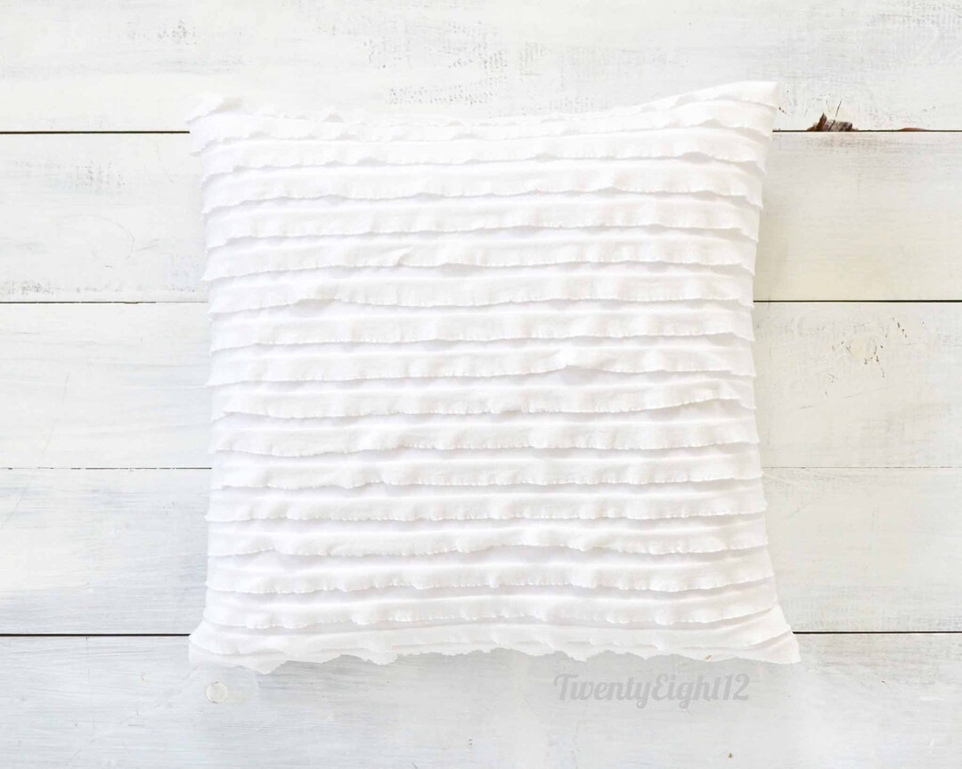 White Ruffle Pillow Cover Farmhouse Pillow, White Pillow Cover, Nursery