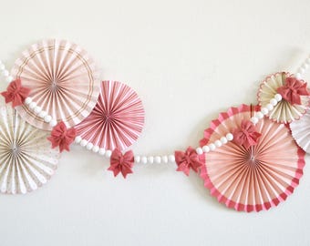 Felt Bow Garland | Rose Pink Bow Garland | Birthday Garland | Bow Garland | Felt Bow | Girls Party Decoration | Girls Room Decor