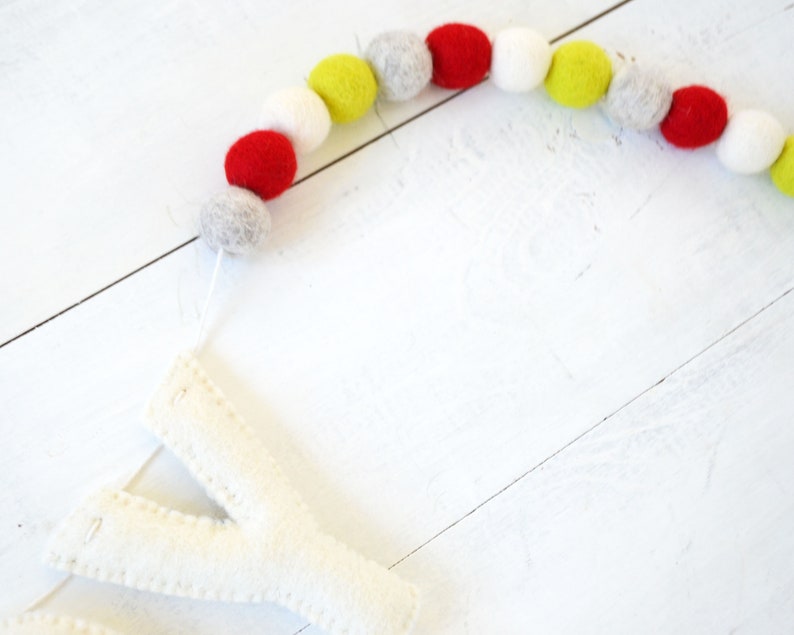 Christmas Banner JOY Banner Holiday Felt Ball Garland Etsy