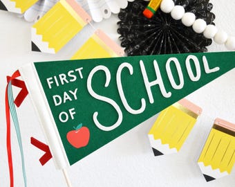 First Day of School Felt Flag | Back to School Prop | Classroom Decor | Teacher Decor | School Photo Prop | First Day of School Photo Prop