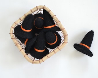 Felt Witch Hat | Wool Felt Witch Hat | Witch Hat For DIY | Halloween Decor | Black Witch Hat | Wool Witch Hat| Felt Halloween Witches Hat