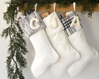 Christmas Stockings- Personalized Christmas Stocking, White Stocking, Personalized Stocking, Fur Stocking, Christmas Gifts, Stocking Stuffer