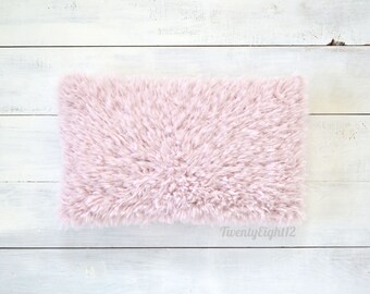 Blush Faux Fur Pillow Cover - Pink Fur Pillow, Fur Pillow, Blush Lumbar Pillow, Blush Pink Pillow, Pink Throw Pillow, Pink Girls Pillow,