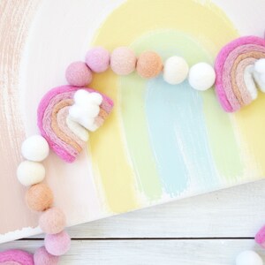 Rainbow Felt Ball Garland, Girls Room Decor, Blush Rainbow Garland ...