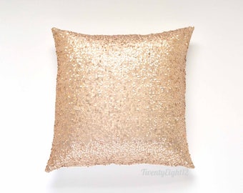 Sequin Pillow Cover - Champagne Sequin - 20" x 20", Decorative Pillow, Throw Pillow, Sparkle Pillow, Champagne Gold Pillow, Sequin Pillow