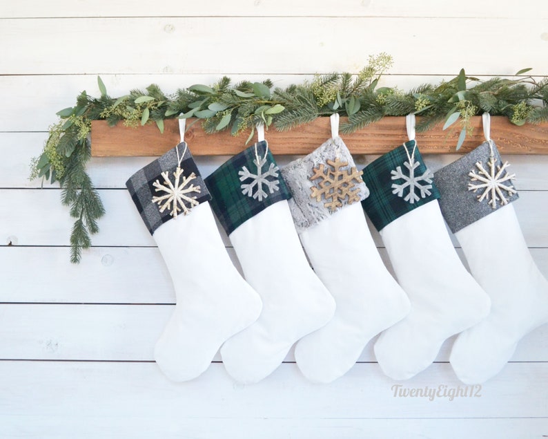 Masculine Stocking Green Stocking Stockings Rustic Stocking Dog Stocking Green Plaid Christmas Stocking- Green Tartan Plaid Stocking