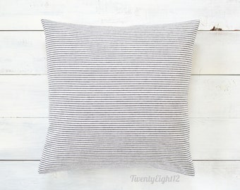 Black Pinstripe Pillow - Black and White Pillow, Stripe Pillow, Black and White Striped Throw Pillow, Decorative Pillow, Farmhouse Pillow