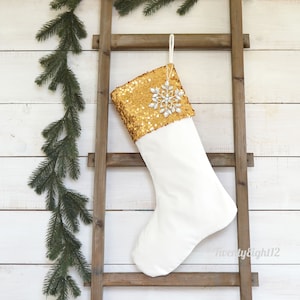 Personalized Christmas Stocking, Christmas Stocking, Stockings, Stocking, Dog Christmas Stocking, Personalized Stocking, Gold Sequin