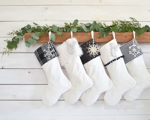 Family Christmas Stockings Set of 5 Stockings Black and  Etsy