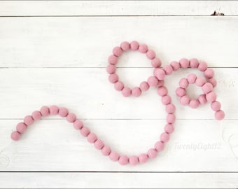 Felt Ball Garland -Pink Felt Garland, Valentines Felt Garland, Valentines Decorations, Valentines Day Felt Garland, Pink Garland