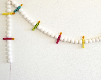 Happy Birthday Banner | Birthday Candle Garland | Birthday Party Decoration | Birthday Candles | Birthday Decor | Felt Birthday Garland