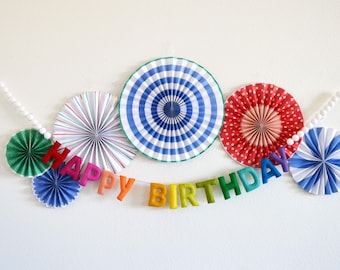 Happy Birthday Banner - Birthday Garland, HAPPY BIRTHDAY garland, Party Garland, Birthday Decor, Felt Ball Garland