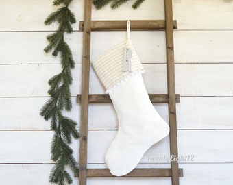 Personalized Christmas Stocking, Christmas Stocking, Stockings, Stocking, Dog Christmas Stocking, Personalized Stocking, Pinstripe and Pom