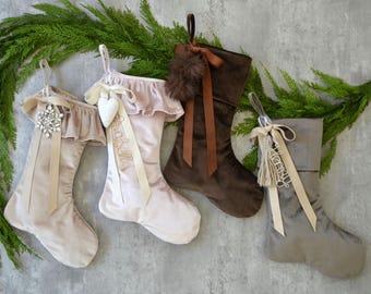 Velvet Personalized Christmas Stockings | Cozy Plush Moody Decor | Luxe Holiday Home