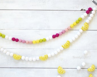 Felt Ball Garland -Lemon Felt Ball Garland, Lemonade Garland, Lemonade Stand Decor, Summer Felt Ball Garland, Fruit Felt Ball Garland, Lemon