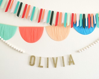 Personalized Name Banner | Felt Ball & Letter Garland | Personalized Garland | Felt Ball Garland | Felt Ball Custom Garland | Personalized