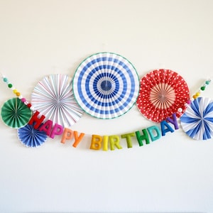 Felt Ball Garland - Birthday Garland, HAPPY BIRTHDAY garland, Party Garland, Birthday Decor, Party Decor, Happy Birthday Banner