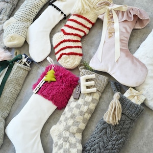 Personalized Christmas Stocking | Personalized Fur Family Stockings | Bohemian Velvet Stocking | Kids Knit Stockings (name tag NOT included) image 2