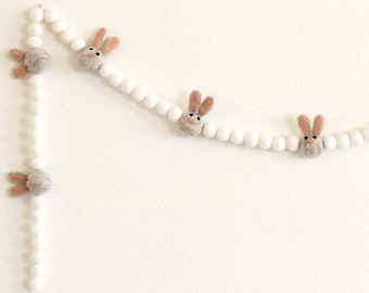 Easter Garland | Felt Bunny Garland | Felt Garland | Easter Decoration | Bunny Garland | Easter Bunny | Felt Ball Garland Easter | Felt Ball