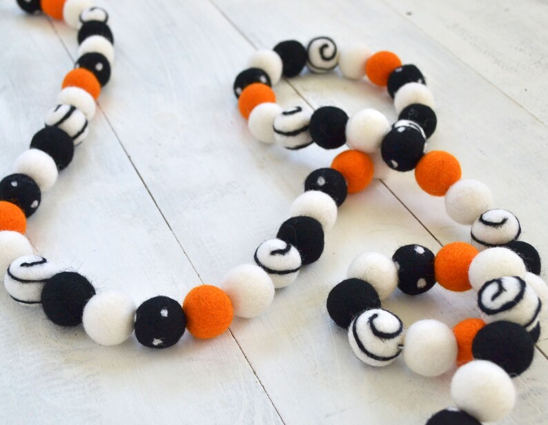 Halloween Felt Ball Garland felt Ball Garland Halloween Etsy