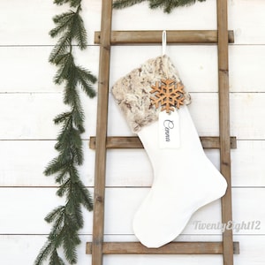 Christmas Stocking- Faux Fur Christmas Stocking, Personalized Christmas Stocking, Masculine Stocking, Christmas Stockings, Tan Dog Stocking