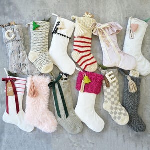 Personalized Christmas Stocking | Personalized Fur Family Stockings | Bohemian Velvet Stocking | Kids Knit Stockings (name tag NOT included) image 1