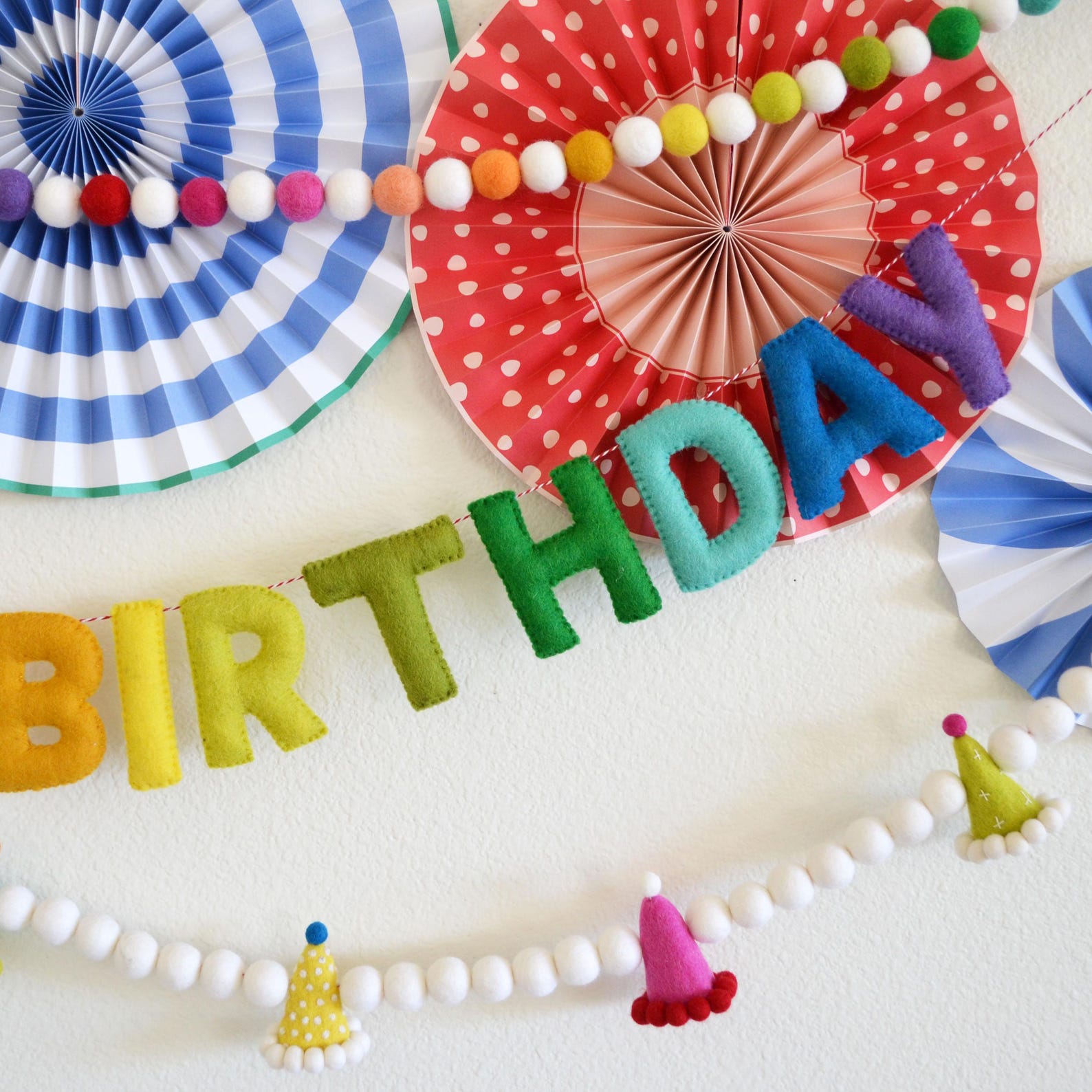 Happy Birthday Banner Felt Garland | Birthday Party Banner, Reusable ...